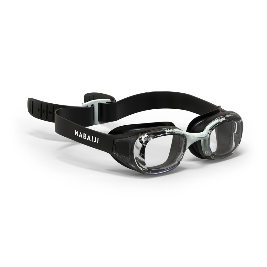 Kính bơi cận tròng kính trong suốt - Optical Xbase 100 đen