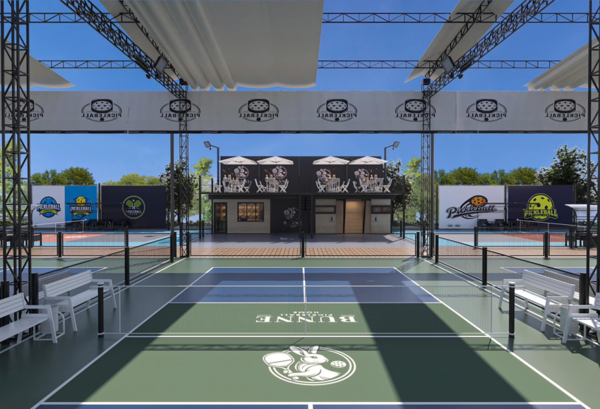 Cụm sân tập tiêu chuẩn với đường biên rộng tại Buune Pickleball Home