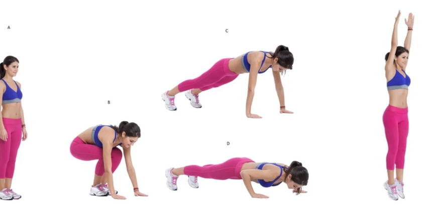 Chuỗi các động tác trong bài tập Burpee là bài tập giảm mỡ bụng dưới