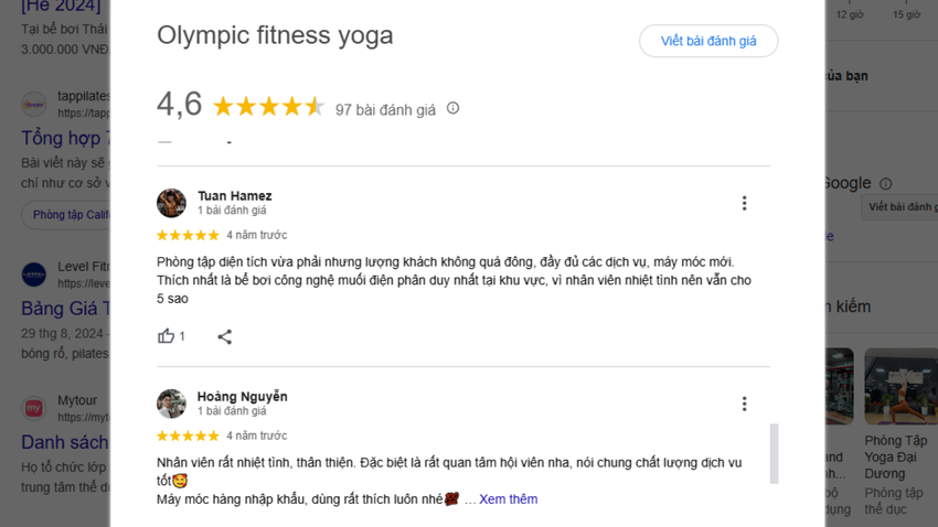Dịch vụ bể bơi của phòng gym Hà Đông Olympic Fitness & Yoga được đánh giá rất cao