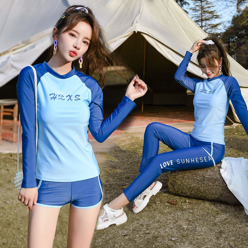 Set đồ bơi xanh dương khỏe khoắn quần dài/quần short