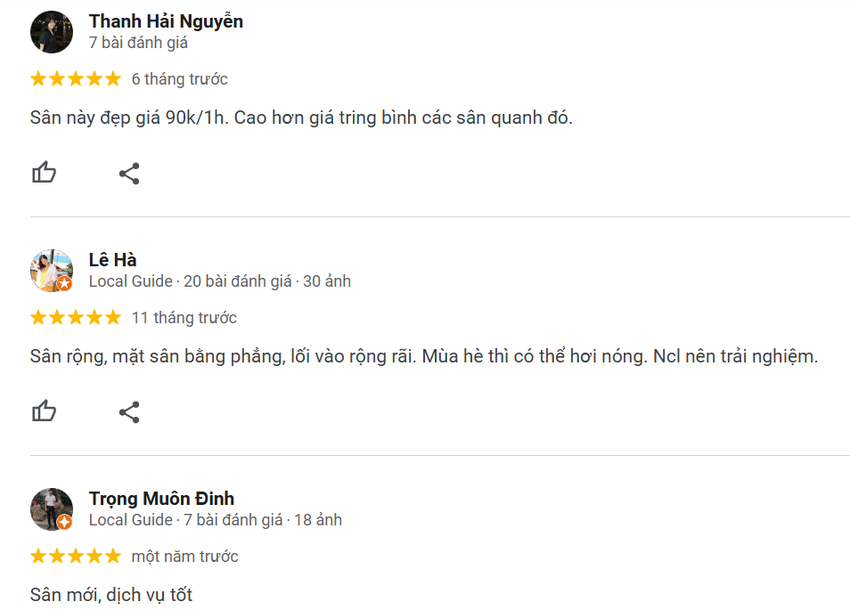 Đánh giá thực tế của khách hàng