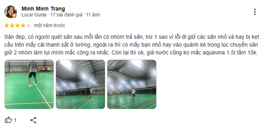 Khách hàng đánh giá sân đẹp