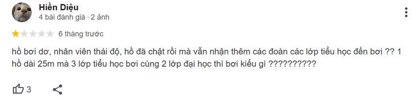 Khách hàng Hiền Diệu phàn nàn về việc hồ bơi đông