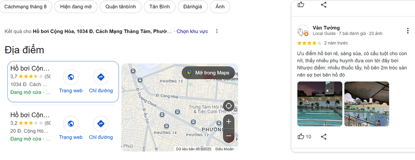 Khách hàng Vân Tường chê hồ bơi Cộng Hòa còn nhiều mùi thuốc tẩy