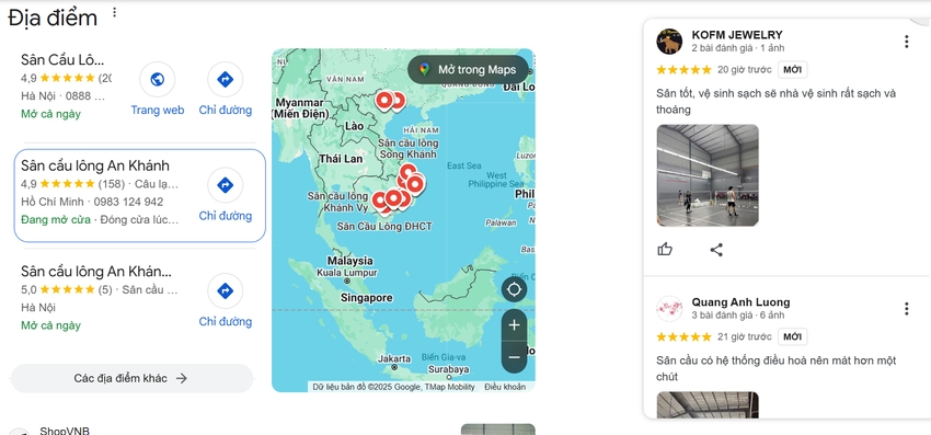 Một số khách hàng hàng khen sân tốt