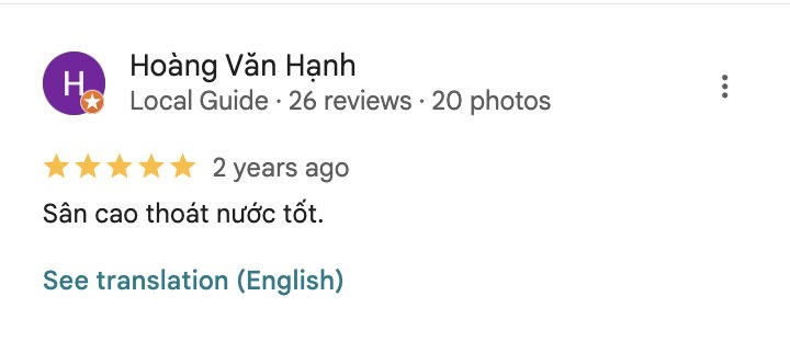 Đánh giá của người chơi về sân