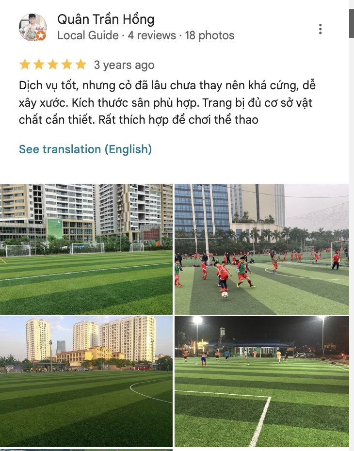 Giá sân giờ cao điểm sẽ hơi cao