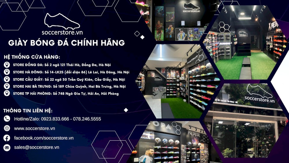 Soccerstore.vn có tới 4 cửa hàng ở Hà Nội ở khách hàng thủ đô ghé thăm và mua giày đá bóng - Nguồn: Internet