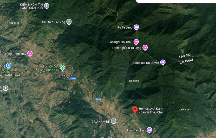 Vị trí các lán nghỉ nằm giữa chóp núi Đỗ Quyên và đỉnh Putaleng cao nhất (Nguồn: Internet)