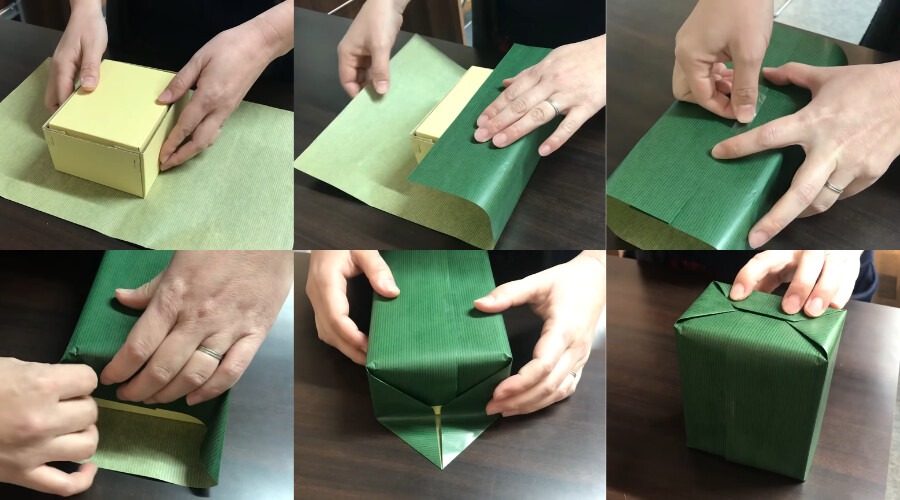 Các bước gói quà hộp vuông - Nguồn: Internet