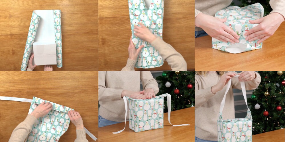 Cách gói hộp quà kiểu tay xách - Nguồn: Internet