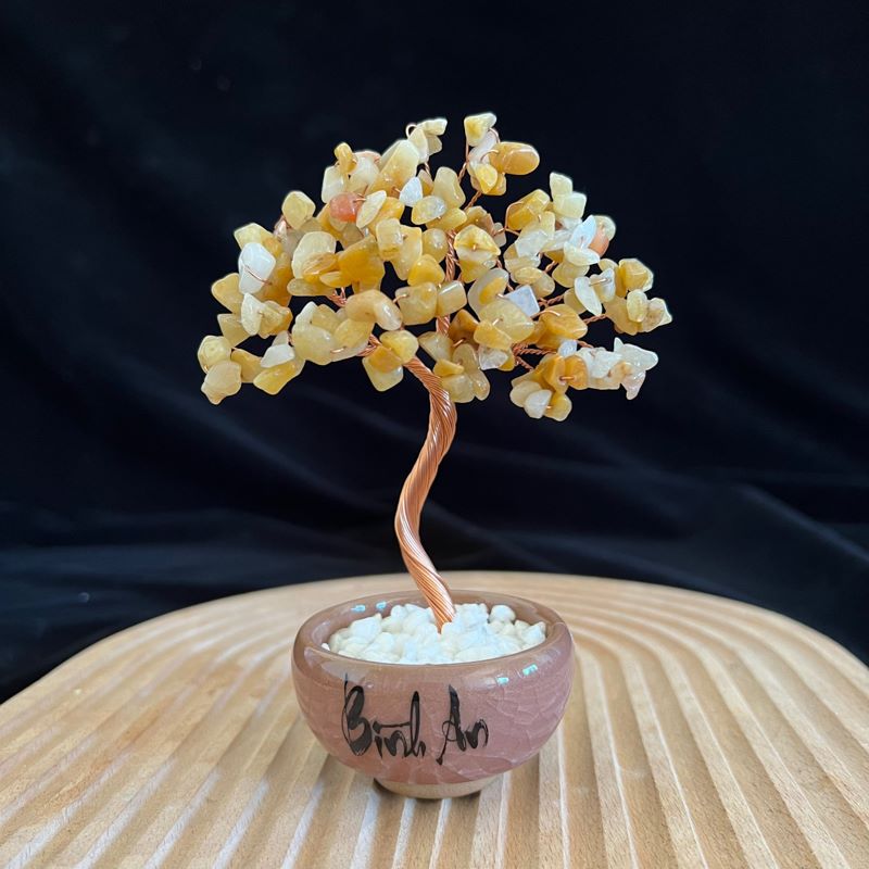 Cây tài lộc bằng đá thạch anh vàng mang lại may mắn (Nguồn: Internet)