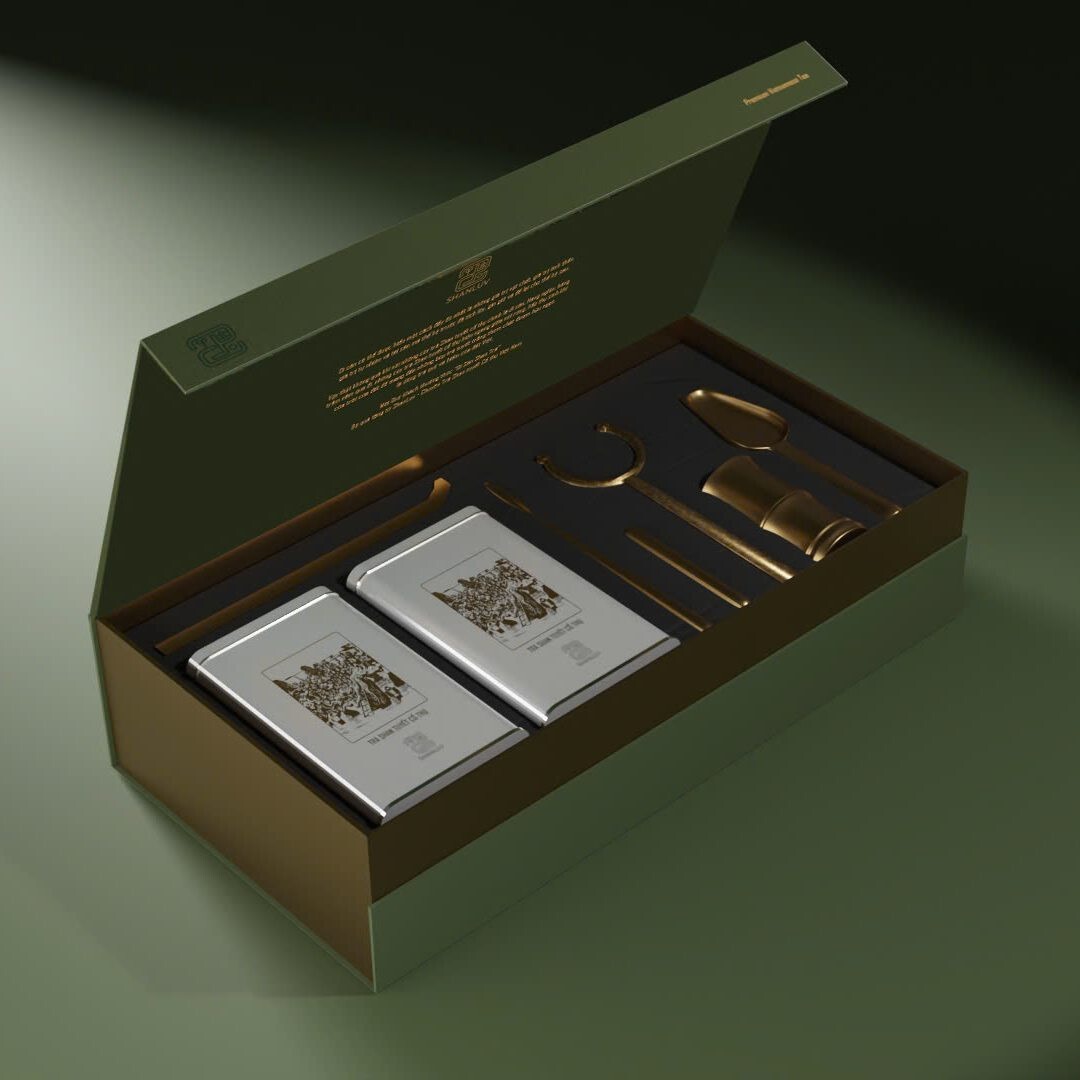 Một set quà tặng trà Shan Tuyết cao cấp, đẹp trang nhã