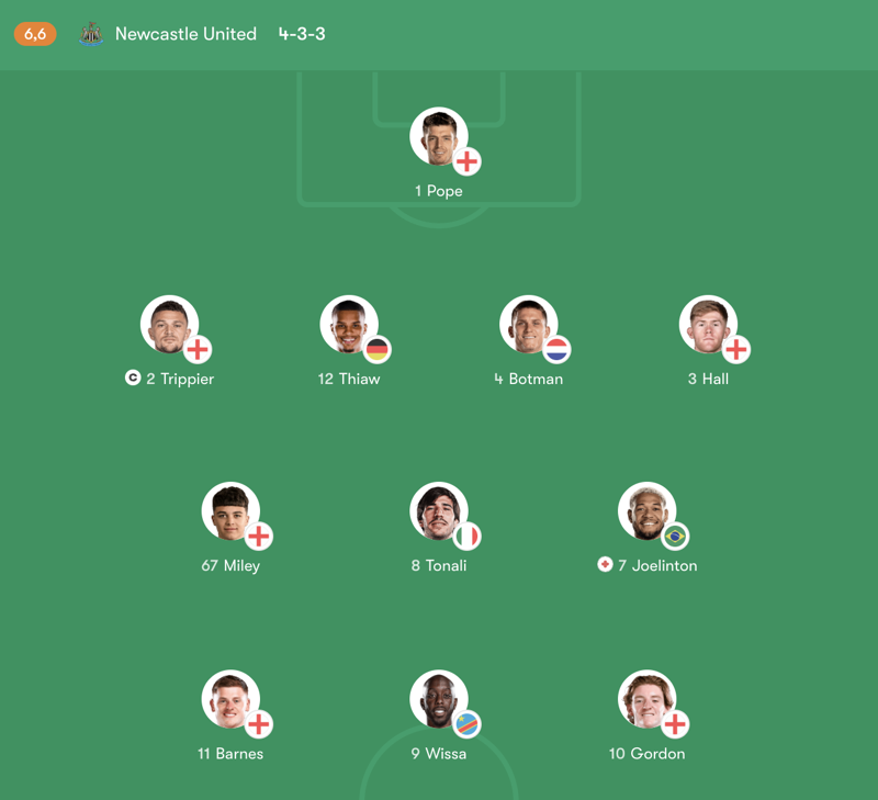 Đội hình ra sân dự kiến của Newcastle United