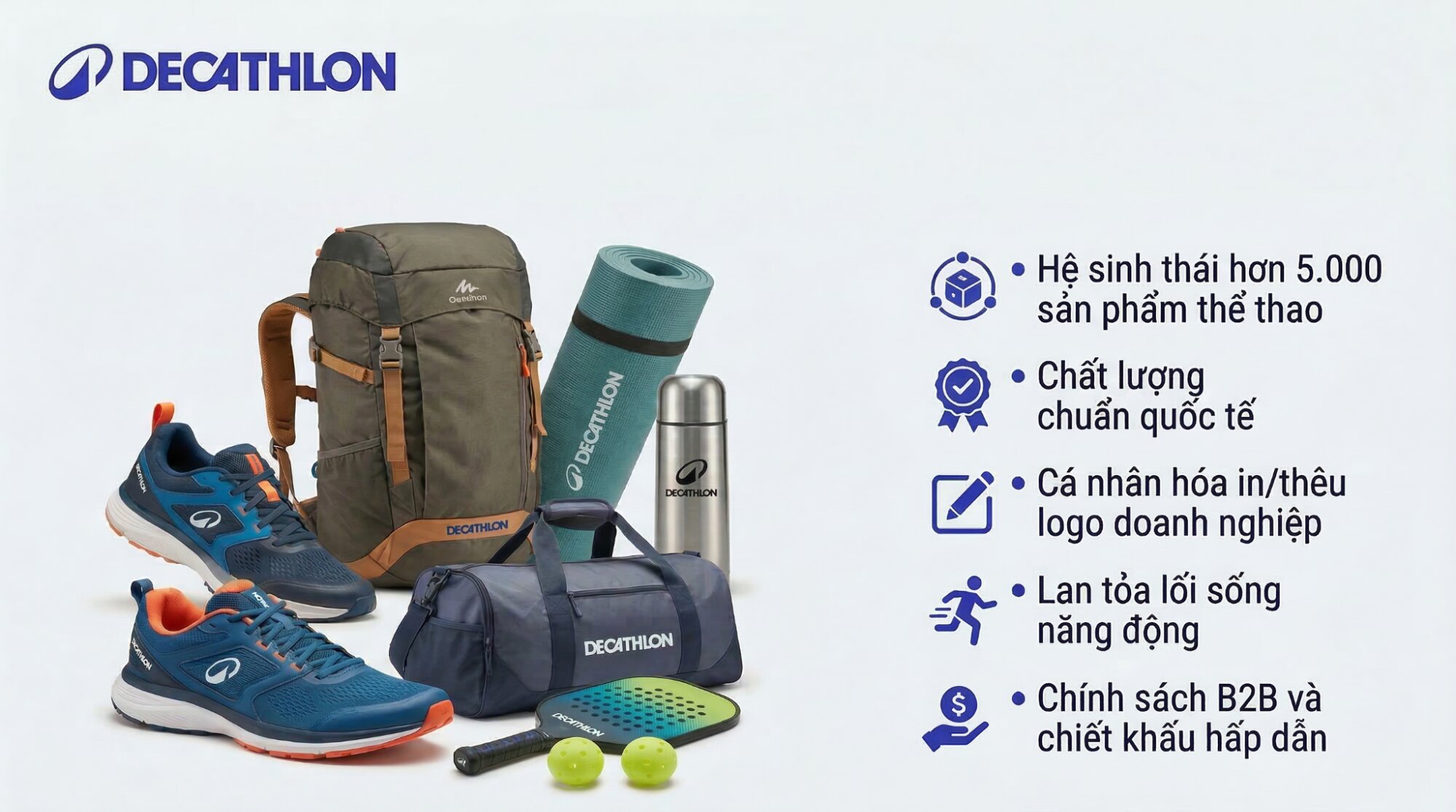100++ quà tặng doanh nghiệp theo yêu cầu, có in logo từ Decathlon