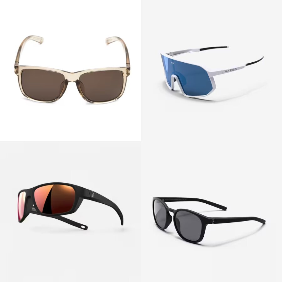 Kính tại Decathlon có nhiều mẫu mã và màu sắc - Nguồn: Internet