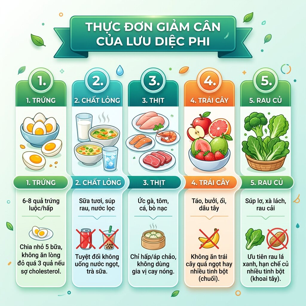 Hình ảnh minh họa cho thực đơn giảm cân của Lưu Diệc Phi - Nguồn: Internet