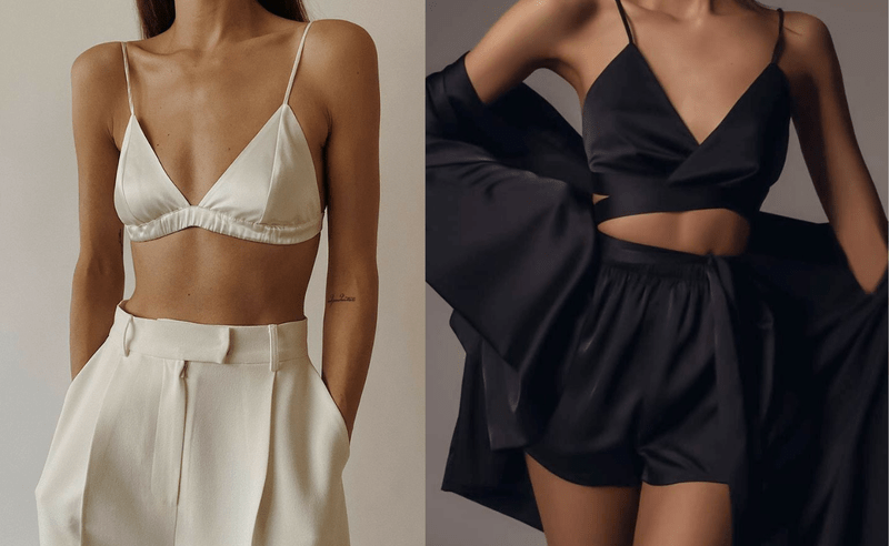 Bralette lụa phối satin mang đến vẻ đẹp sang trọng, thanh lịch - Nguồn: Internet