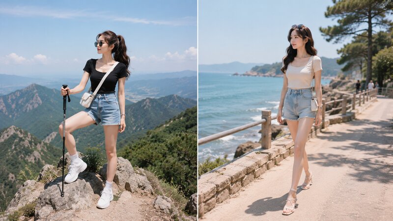 Phối áo phông ôm body với quần short jean - Nguồn: Internet