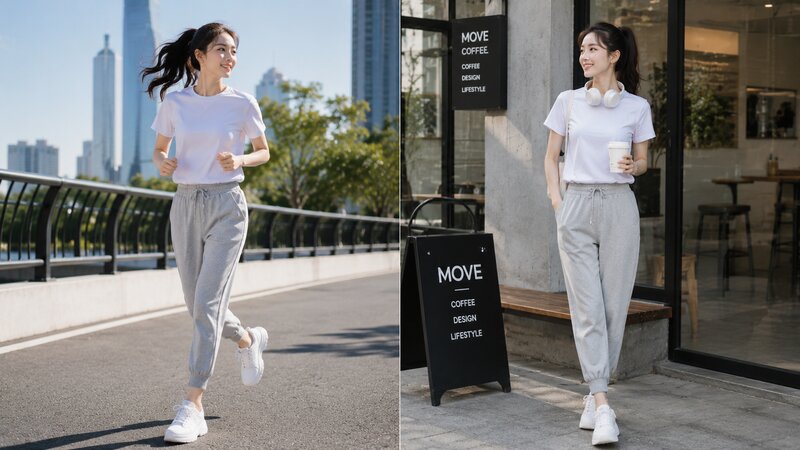 Phối áo phông trắng cùng quần jogger - Nguồn: Internet
