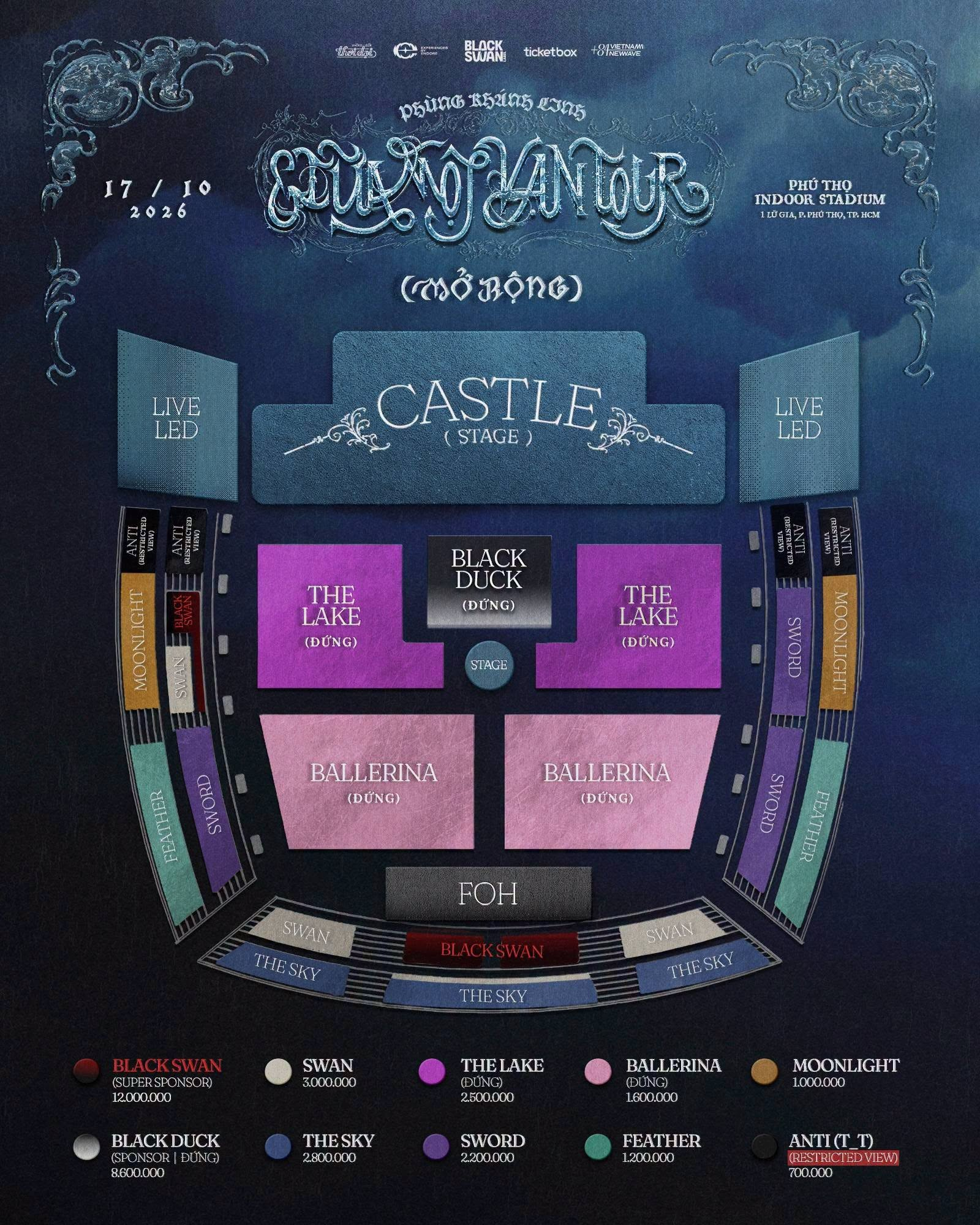 Sơ đồ chỗ ngồi và giá vé tại concert Phùng Khánh Linh